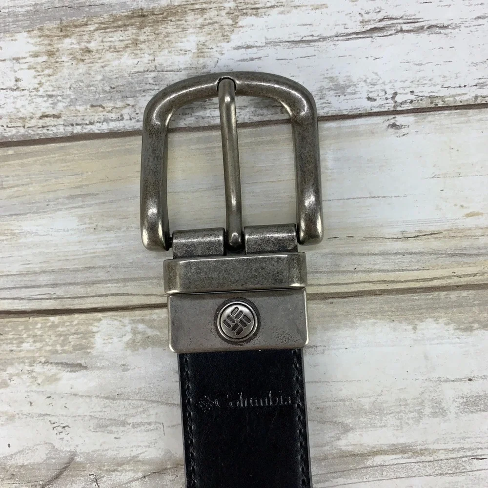 Columbia Belt Mens M 34-36 Black Brown Reversible Synthetic Leather 11CP120Z25